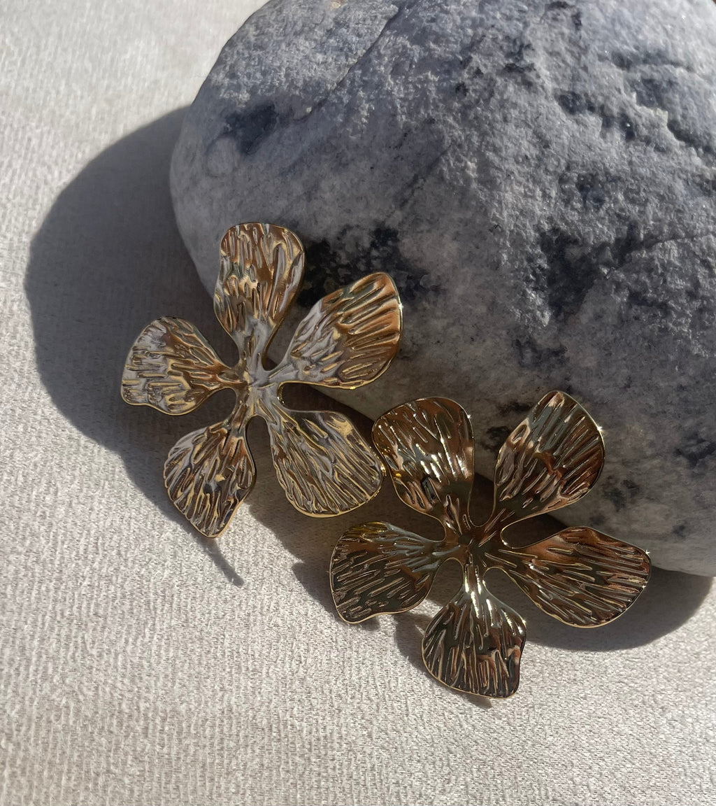 Boucles d'oreilles Fleurs Dorées