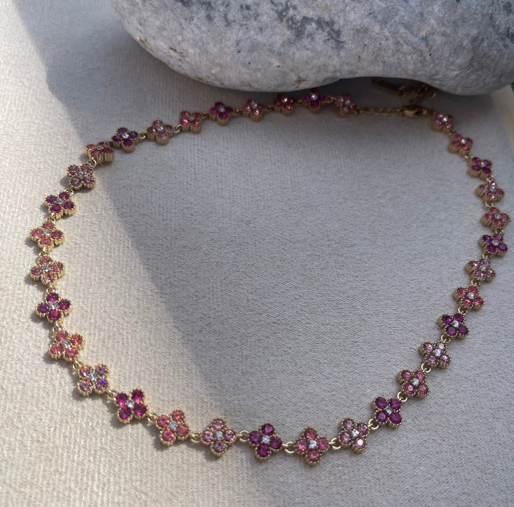 Collier Fleurs Multicolores – Rose & Violet