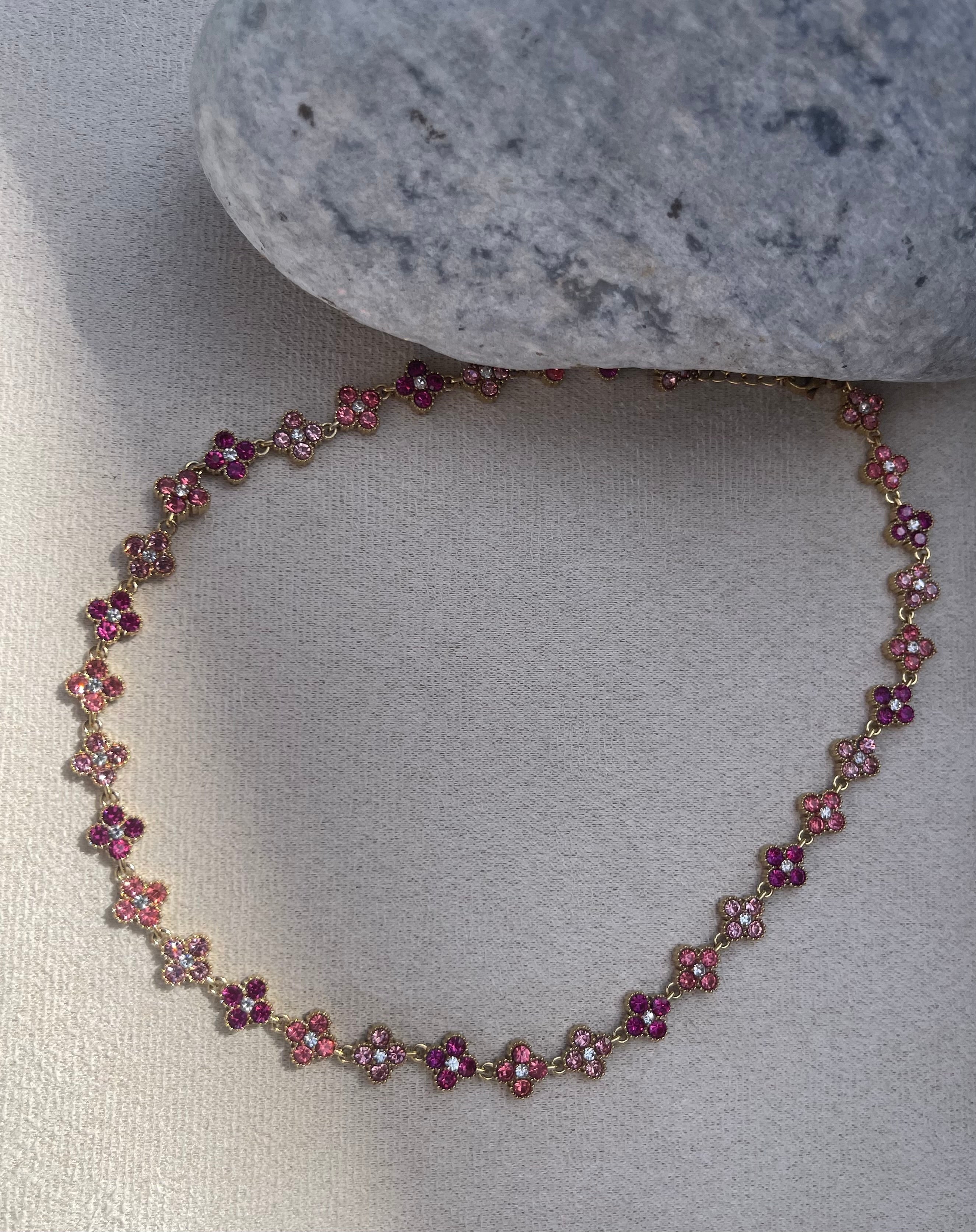Collier Fleurs Multicolores – Rose & Violet
