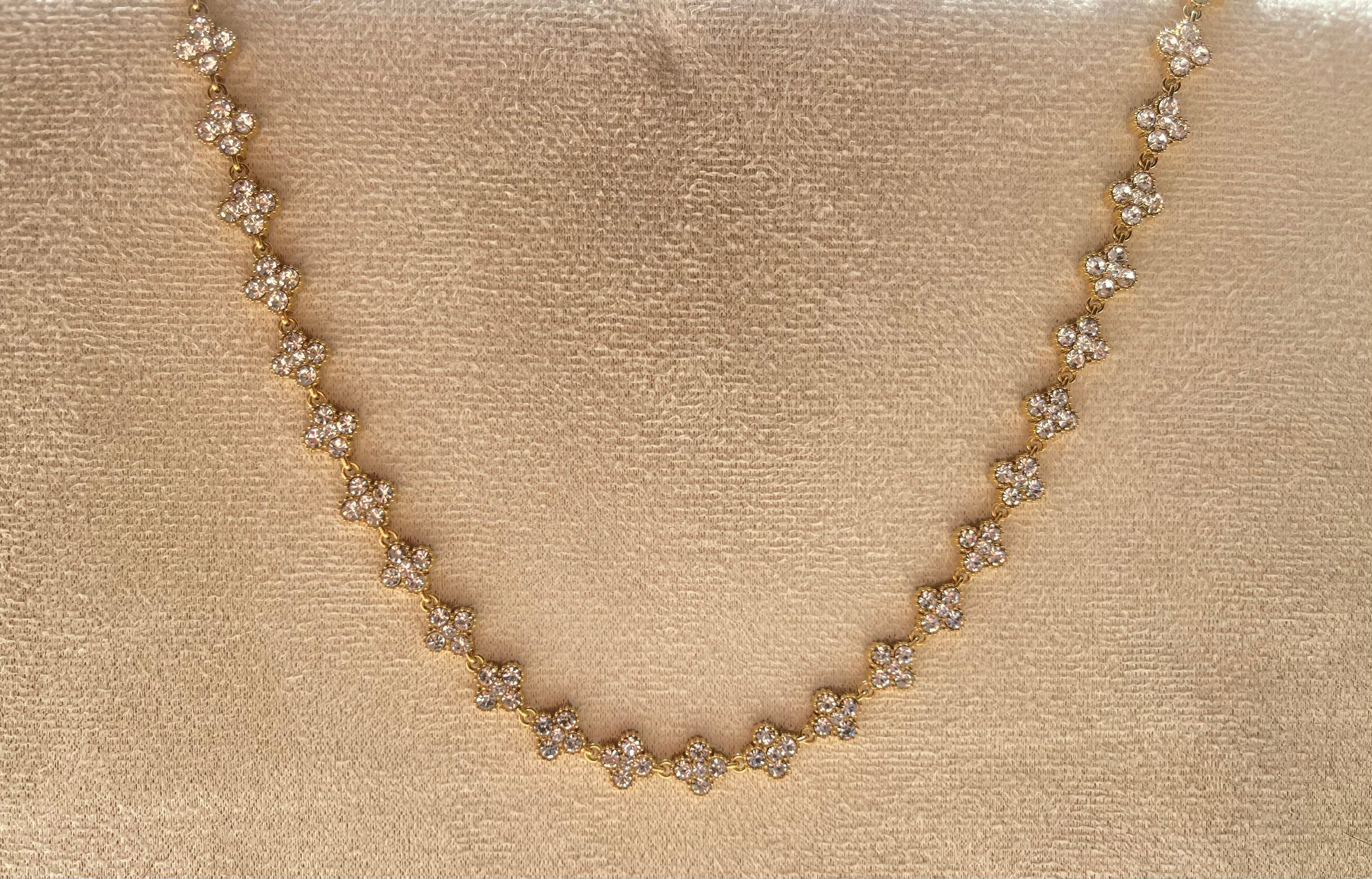 Collier Fleurs Zircon Cristal Doré