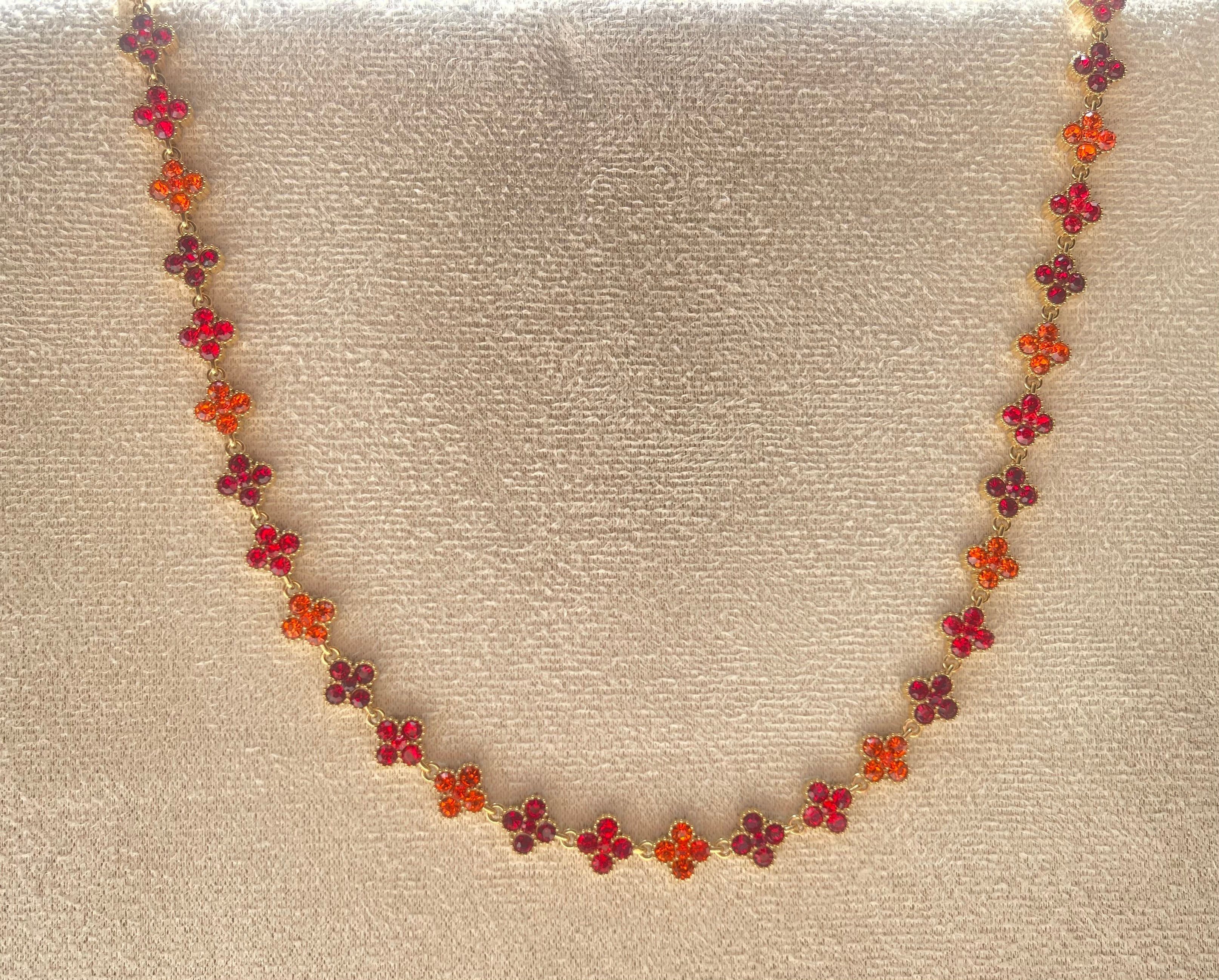Collier Fleurs Zircon Tons Chauds