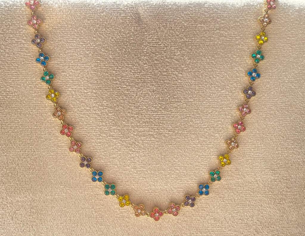 Collier Fleurs Multicolores Zircon